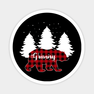 Buffalo Red Plaid Granny Bear Matching Family Christmas Magnet